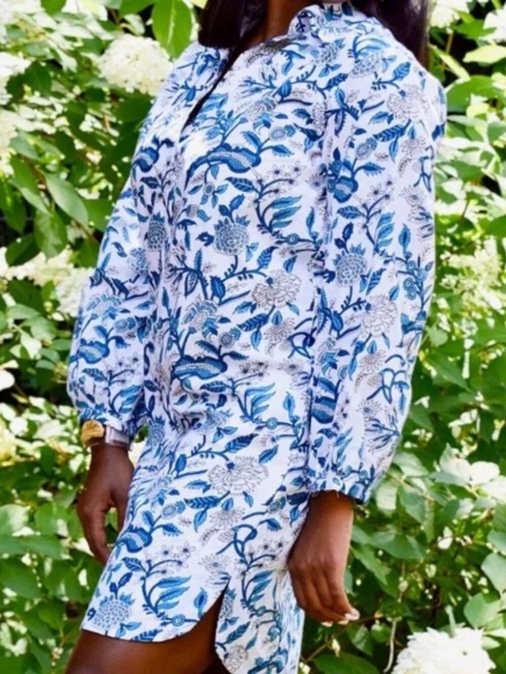 Victoria Dunn Floral Seaside Cotton Shirt Dress Size XS